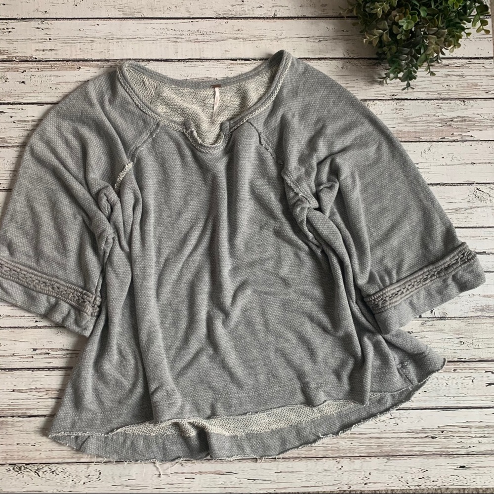 Free People Gray Crew Neck Sweater
